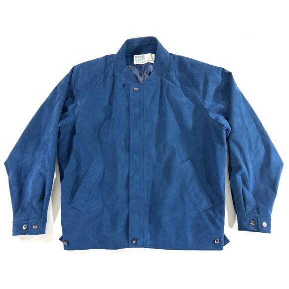 Vintage Samuel Robert UltraSuede Bomber Jacket Blue Men’s Large USA - Picture 1 of 9
